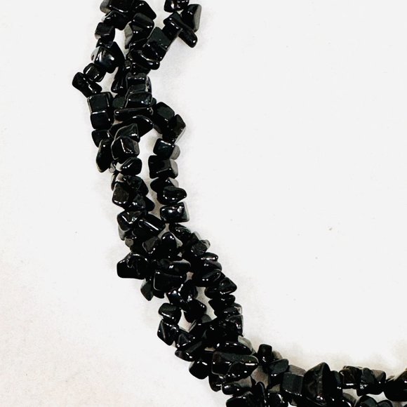 Onyx 3-Strand Chunky Necklace 15.5" + 3" Extender - Picture 2 of 7